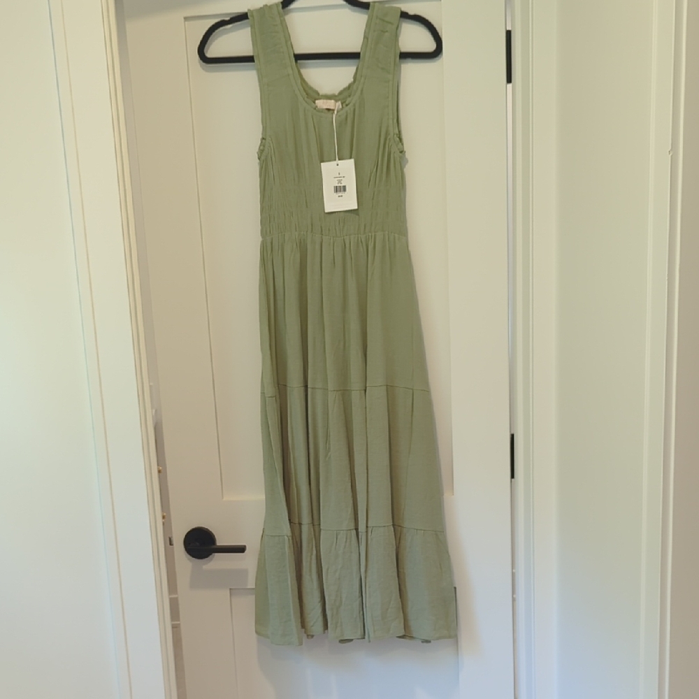 Rachel Parcell Sage Green Ruffle Midi Dress Small NWT